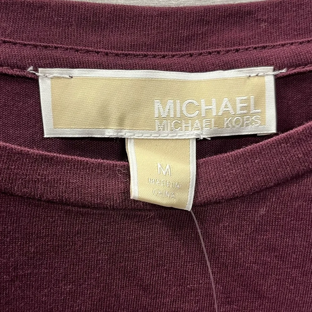Michael Kors Burgundy Velvet Lace Flutter Sleeve Top